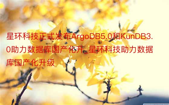 星环科技正式发布ArgoDB5.0和KunDB3.0助力数据库国产化升_星环科技助力数据库国产化升级